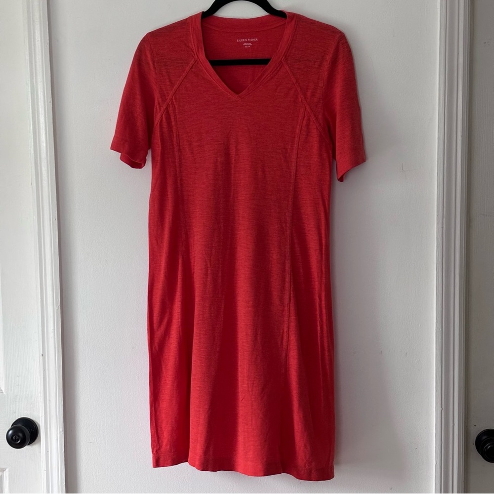 Eileen Fisher Organic Cotton Vneck Short Sleeve Midi Dress XS